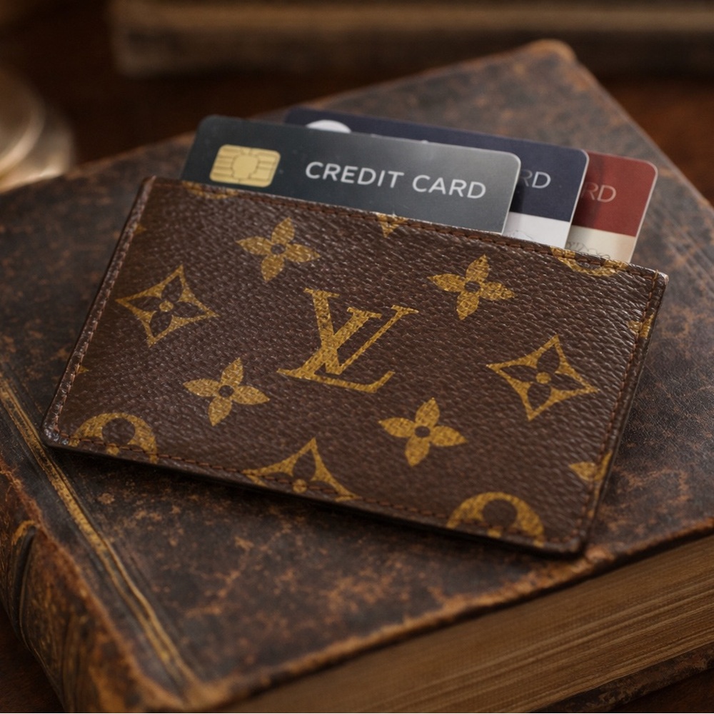 Louis Vuitton Brown and Gold Monogram Credit Card Wallet